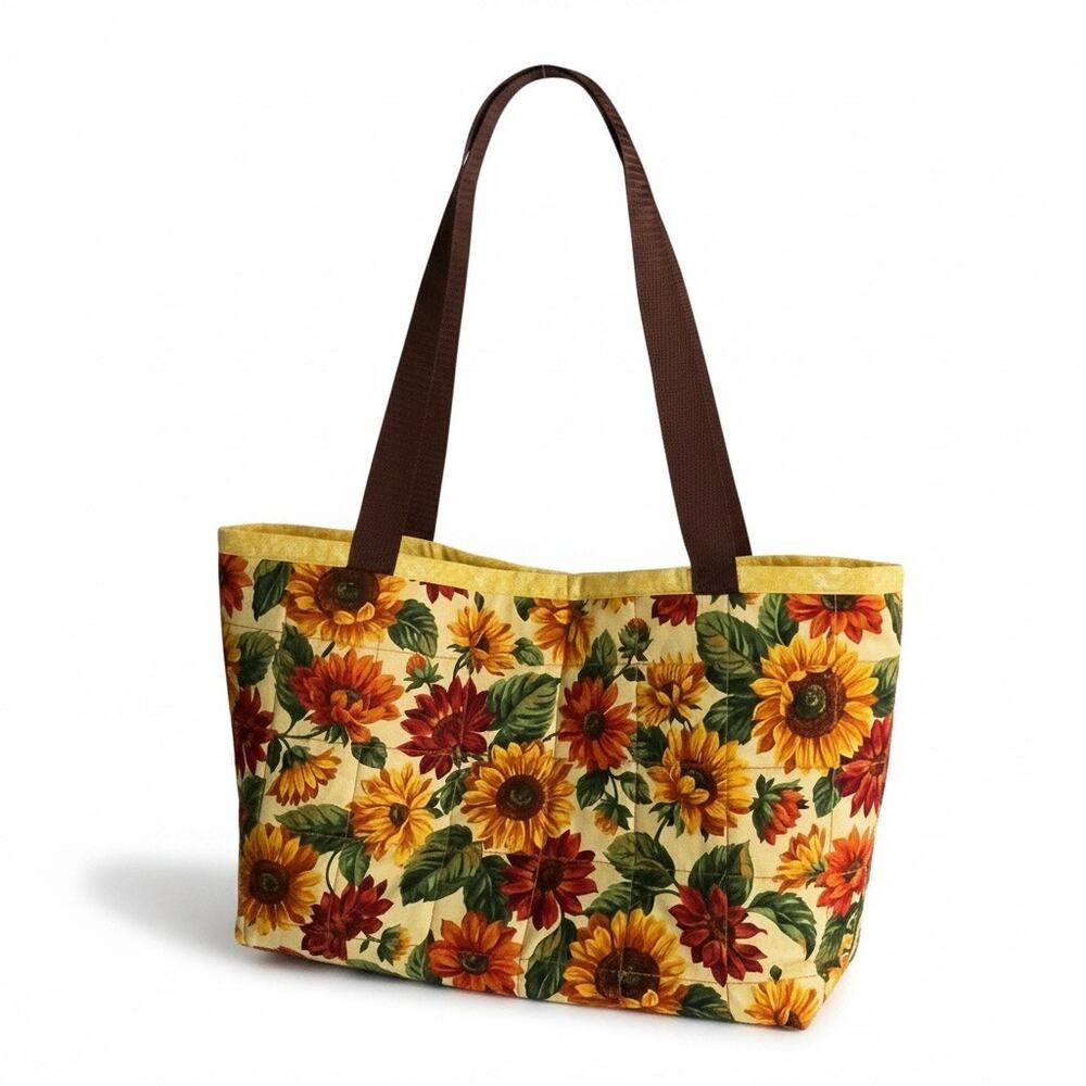 Sunflower Rectangular Tote Womens Handbag Handmade Fall Floral